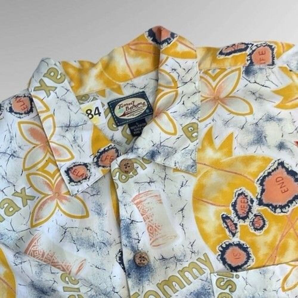 Tommy‎ Bahama Floral Hawaiian Button Up Short Sleeve Shirt Men Size Large